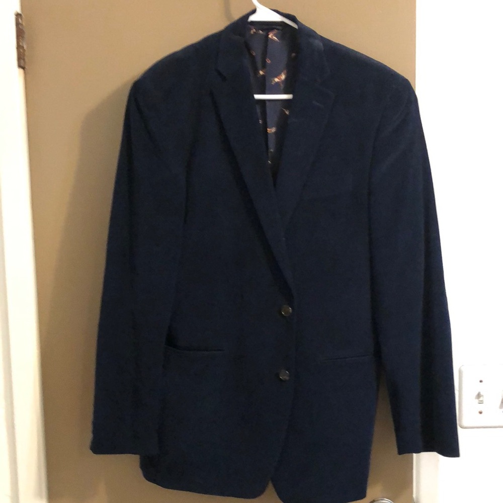 Ralph Lauren Navy Corduroy Blazer with leather elbow pads 40L